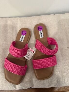 Steve Madden Hot Pink Woven Double-Strap Slide Sandals